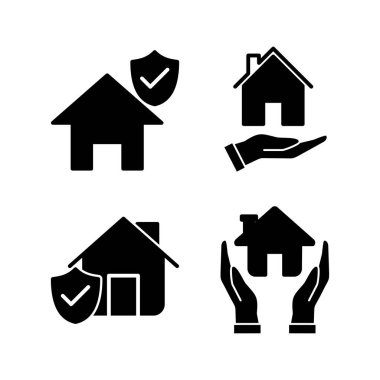 Ev sigortası ikonu vektörü. ev kalkanı koruma logosu