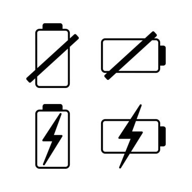 Batarya ikon vektörü. Batarya şarj göstergesi simgesi.