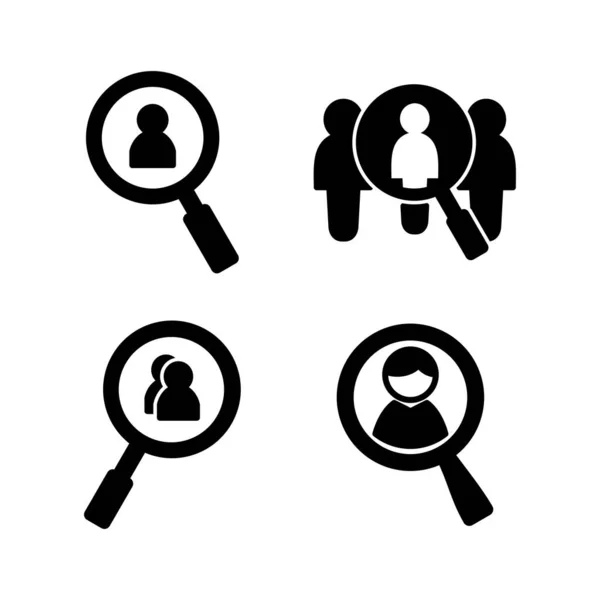 雇用图标向量 搜索职位空缺图标 放大镜寻找人 — 图库矢量图片