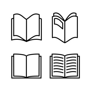 Kitap ikonu vektörü. Kitap vektör simgesini aç.