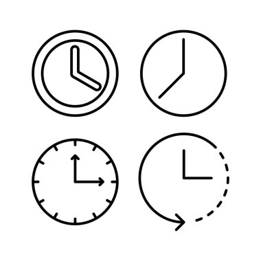 Saat simgesi. Zaman simgesi vektörü. Moda düz biçimli saat simgesi izole edildi