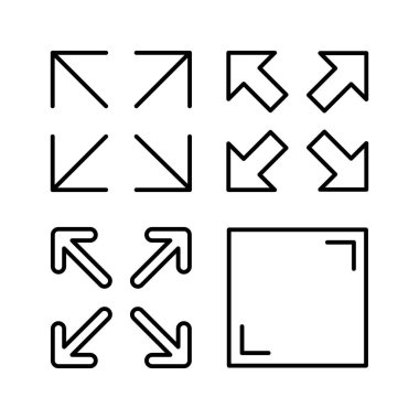 Tam ekran simge vektörü. tam ekran simgesini genişlet