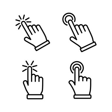 Simge vektörüne elle tıkla. Parmak tıklama simgesi. noktalama simgesi
