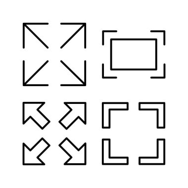 Tam ekran simge vektörü. tam ekran simgesini genişlet