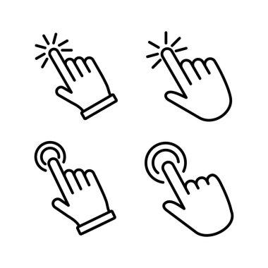 Simge vektörüne elle tıkla. Parmak tıklama simgesi. noktalama simgesi