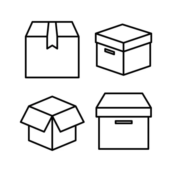ボックスアイコンベクトル ボックスサインだ 配送パッケージ 小包箱 — ストックベクタ