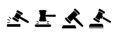 Gavel ikon vektörü. Yargıç Tokmak ikonu. Açık arttırma çekici 