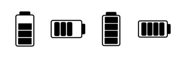 Batarya ikon vektörü. Batarya şarj göstergesi simgesi.
