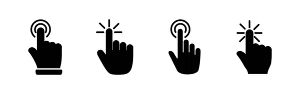 Вектор Піктограми Клацання Рукою Клацання Піктограмою Пальця Значок Вказівника — стоковий вектор