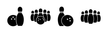 Bowling ikonu vektörü. Bowling topu ve iğne simgesi. Top simgesi ile bowling lobutları.