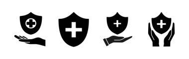Sağlık sigortası ikonu vektörü. tıbbi sigorta simgesi