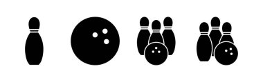 Bowling ikonu vektörü. Bowling topu ve iğne simgesi. Top simgesi ile bowling lobutları.