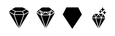 Elmas ikon vektörü. Mücevher ikonu. kristal taş