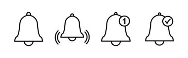Düz moda Bell Simgesi vektörü izole edildi. Bildirim sembolü web sitesi tasarımı