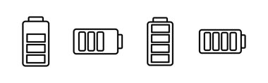 Batarya ikon vektörü. Batarya şarj göstergesi simgesi.