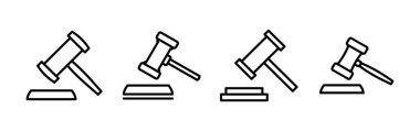 Gavel ikon vektörü. Yargıç Tokmak ikonu. Açık arttırma çekici 