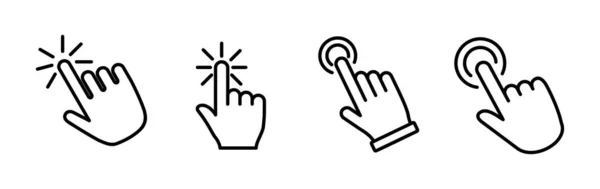 Вектор Піктограми Клацання Рукою Клацання Піктограмою Пальця Значок Вказівника — стоковий вектор
