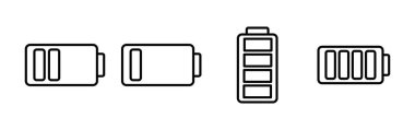 Batarya ikon vektörü. Batarya şarj göstergesi simgesi.