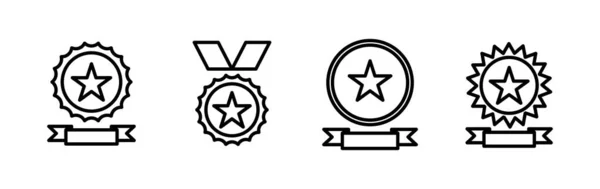 Symbolvektor Erreichen Medaillensymbolvektor Ausgezeichnet Zertifikat Genehmigt — Stockvektor