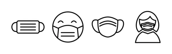 Cara Máscara Icono Vector Máscara Facial Médica Icono — Vector de stock