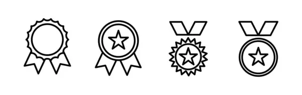 Symbolvektor Erreichen Medaillensymbolvektor Ausgezeichnet Zertifikat Genehmigt — Stockvektor