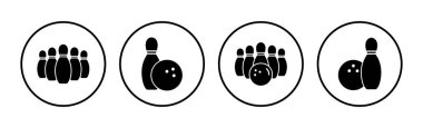 Bowling ikonu vektörü. Bowling topu ve iğne simgesi. Top simgesi ile bowling lobutları.