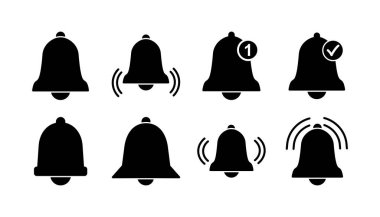 Düz moda Bell Simgesi vektörü izole edildi. Bildirim sembolü web sitesi tasarımı