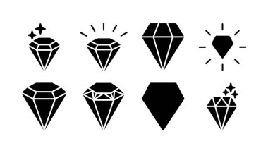 Elmas ikon vektörü. Mücevher ikonu. kristal taş
