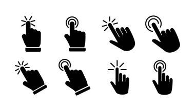 Simge vektörüne elle tıkla. Parmak tıklama simgesi. noktalama simgesi