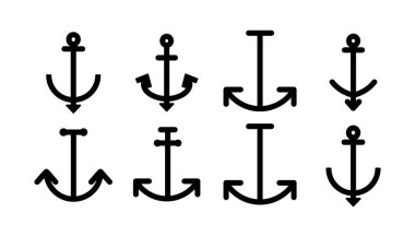 Çapa simgesi vektörü. Çapa işareti. deniz sembolü
