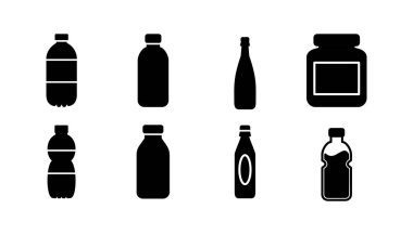 Şişe ikonu vektörü. Moda düz dizaynlı şişe simgesi