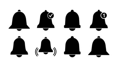 Düz moda Bell Simgesi vektörü izole edildi. Bildirim sembolü web sitesi tasarımı