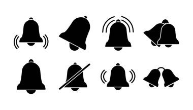 Düz moda Bell Simgesi vektörü izole edildi. Bildirim sembolü web sitesi tasarımı