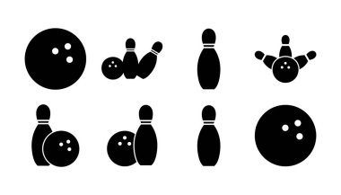 Bowling ikonu vektörü. Bowling topu ve iğne simgesi. Top simgesi ile bowling lobutları.