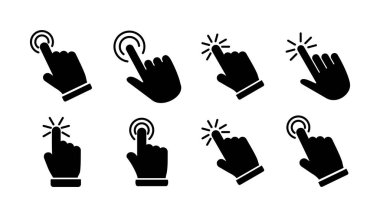 Simge vektörüne elle tıkla. Parmak tıklama simgesi. noktalama simgesi