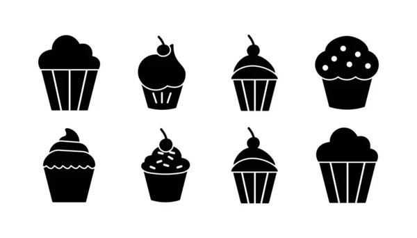 Cup Cake Icon Vector Cake Icon Bakery Muffin — Stock Vector
