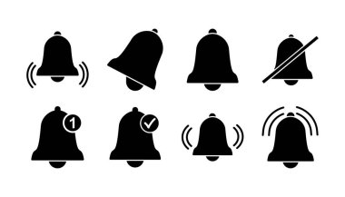 Düz moda Bell Simgesi vektörü izole edildi. Bildirim sembolü web sitesi tasarımı