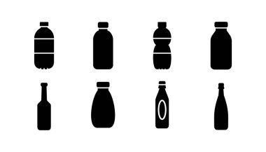 Şişe ikonu vektörü. Moda düz dizaynlı şişe simgesi
