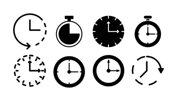 时钟图标 时间图标向量 流行平板风格的时钟图标隔离 — 图库矢量图片
