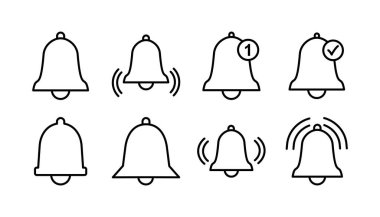 Düz moda Bell Simgesi vektörü izole edildi. Bildirim sembolü web sitesi tasarımı