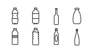 Şişe ikonu vektörü. Moda düz dizaynlı şişe simgesi