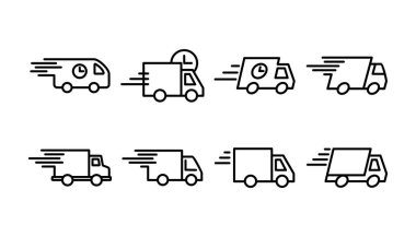 Teslimat simgesi vektörü. Hızlı dağıtım simgesi gönderiliyor