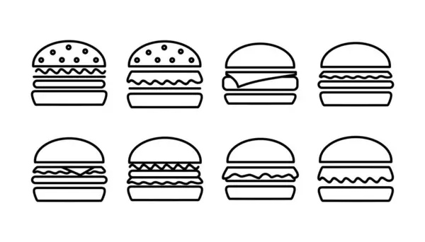 Вектор Піктограм Бургерів Значок Логотипу Гамбургерів Значок Фаст Фуду — стоковий вектор