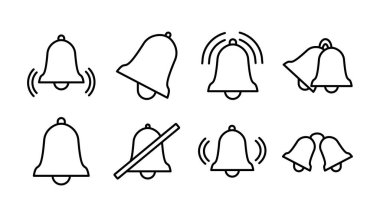 Düz moda Bell Simgesi vektörü izole edildi. Bildirim sembolü web sitesi tasarımı