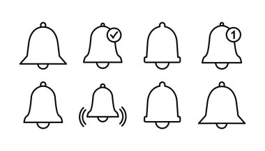 Düz moda Bell Simgesi vektörü izole edildi. Bildirim sembolü web sitesi tasarımı