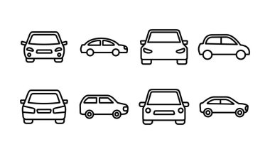 Araba ikonu vektörü. Araba tabelası. Sedan.