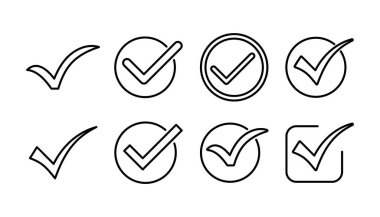 Simge vektörünü kontrol et. İşaret simgesini işaretle. kontrol listesi simgesi.