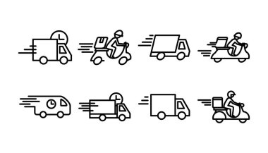 Teslimat simgesi vektörü. Hızlı dağıtım simgesi gönderiliyor