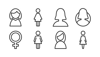 Kadın ikon vektörü. Tuvalet simgesi. Tuvalet tabelası. cinsiyet