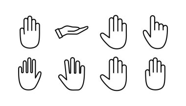 El simgesi vektörü. El sembolleri. Avuç